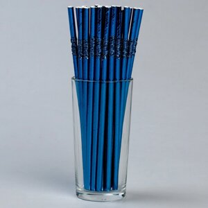Трубочки для коктейля с гофрой, в наборе 25 штук, цвет синий