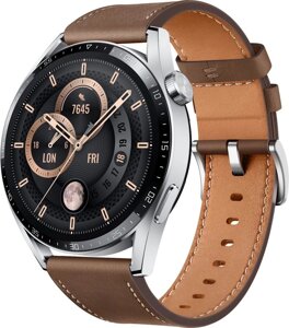 Умные часы Huawei Watch GT 3 46мм серебристый/коричневый (Jupiter-B19V/B29V/55026973)