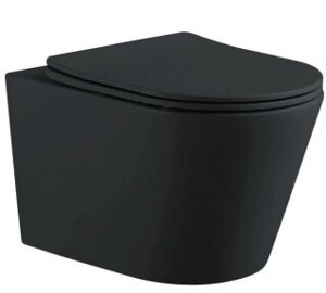 Унитаз Aquatek Вега матовый черный с тонким сиденьем с механизмом плавного закрывания (AQ1905-MB)
