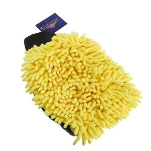 Варежка для мытья авто cartage, 2519 см, двухсторонняя, желто-серая