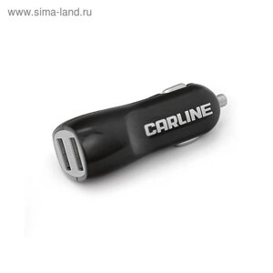 Адаптер автомобильный Carline 2хUSB,1A и 2.1А, в прикуриватель 12,24В, чёрный,