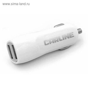 Адаптер автомобильный Carline 2хUSB,1A и 2.1А, в прикуриватель 12,24В, цвет Белый