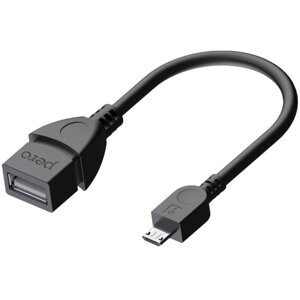 Адаптер OTG PERO AD03, microusb - USB, 10 см, черный
