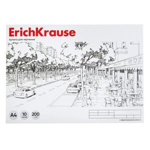 Альбом для черчения А4, 10 листов, блок 200 г/м²на клею, ErichKrause, вертикальная рамка