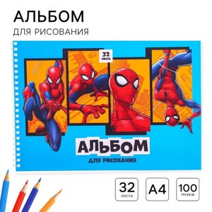 Альбом для рисования А4, 32 листа 100 г/м²на скрепке, Человек-паук
