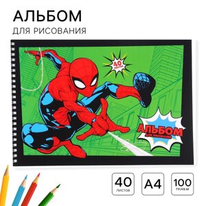 Альбом для рисования А4, 40 листов 100 г/м²на пружине, Человек-паук