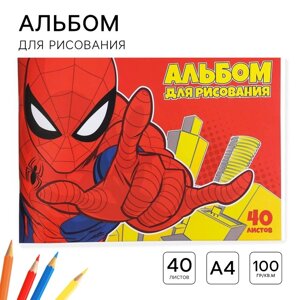 Альбом для рисования А4, 40 листов 100 г/м²на скрепке, Человек-паук