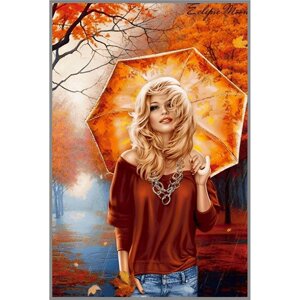 Алмазная мозаика без подрамника «Осенняя прогулка» 25 35 см, 37 цветов
