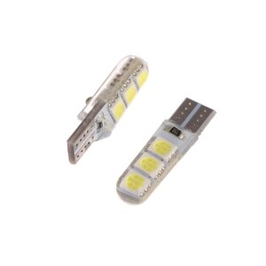 Автолампа светодиодная T10 W5W, 12 В, 3 Вт, 6 SMD-5050, 2 шт, белый