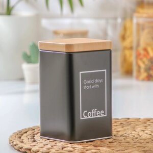 Банка для сыпучих продуктов «Lifestyle кофе», 9915 см, цвет чёрный