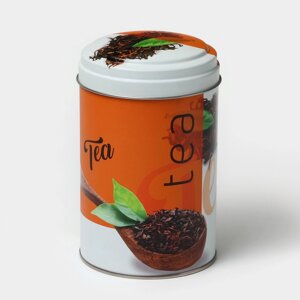 Банка для сыпучих продуктов «Сканди Чай черный», 1,1 л, d=9,9 см, h=14,5 см, жесть, цвет оранжевый