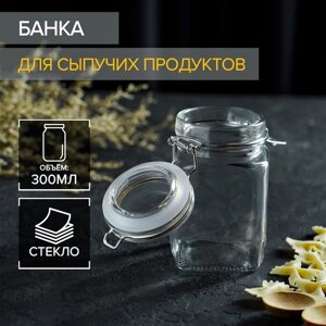 Банка стеклянная для сыпучих продуктов с бугельным замком Доляна «Квадрат», 300 мл, 5,511,5 см