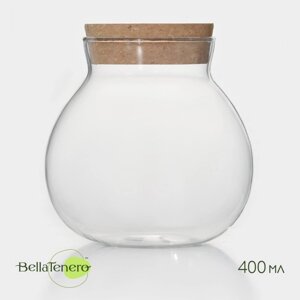 Банка стеклянная для сыпучих продуктов с пробковой крышкой BellaTenero «Бабл», 400 мл, 1012 см