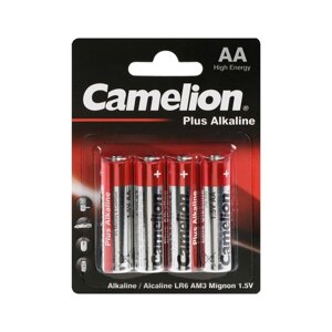 Батарейка алкалиновая Camelion Plus, АА, LR6-4BL4, блистер, 4шт.