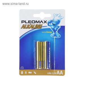 Батарейка алкалиновая Pleomax, AA, LR6-2BL, 1.5В, блистер, 2 шт.