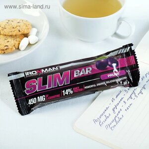 Батончик Slim Bar с L-карнитином, чернослив, тёмная глазурь, спортивное питание, 50 г