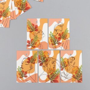 Бирка картон "Осень Девушка" набор 10 шт (5 видов) 4х6 см