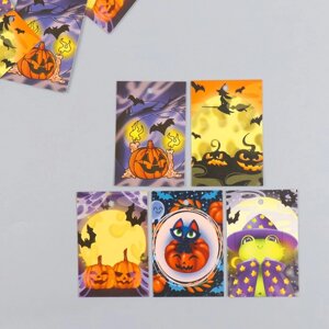 Бирка картон "Осень Хэллоуин Разное" набор 10 шт (5 видов) 4х6 см