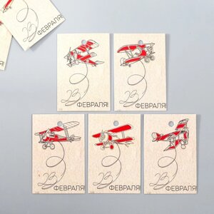 Бирка картон "Самолёты" набор 10 шт (5 видов) 4х6 см