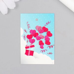 Бирка картон "Сердечки" 4х6 см