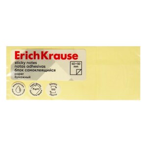Блок с липким краем бумажный 40х50 мм, ErichKrause, 300 листов, желтый