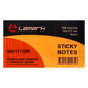 Блок с липким краем Lamark Neon, 127 76 мм, 100 листов, оранжевый