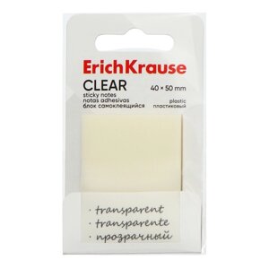 Блок с липким краем пластиковый 40х50 мм, ErichKrause "Clear", 50 листов, прозрачный