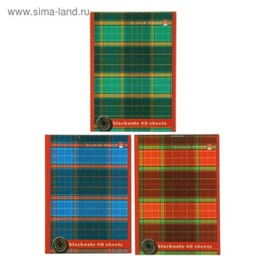 Блокнот А6, 40 листов на скрепке "Шотландка", МИКС