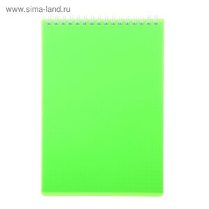 Блокнот в пластиковой обложке А5, 80 листов на гребне DIAMOND НЕОН-зеленый