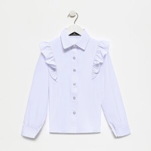 Блузка школьная для девочек, цвет белый, рост 128 см