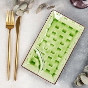 Блюдо керамическое с соусником «Таллула», 2112 см, цвет зелёный