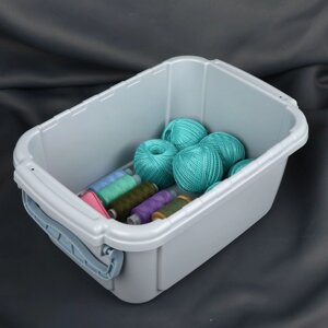 Бокс для хранения швейных принадлежностей, с крышкой, 28,5 19,5 15,5 см, цвет серый/прозрачный