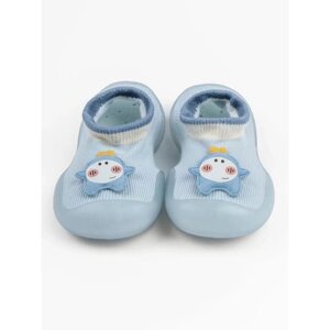 Ботиночки-носочки детские First Step Pure Star с дышащей подошвой, размер 24, цвет голубой