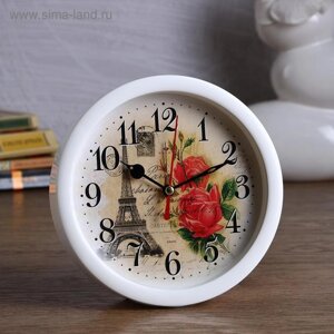 Будильник, настольные часы "Любовь в Париже", дискретный ход, d-15 см