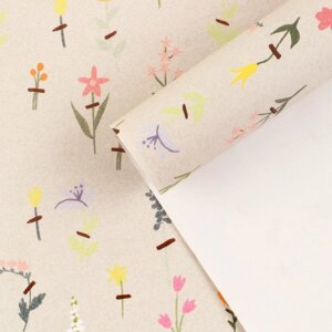 Бумага упаковочная крафтовая «Полевые цветы», 70 х 100 см