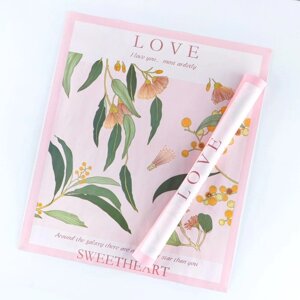 Бумага упаковочная «Love», розовый, 50 х 58 см