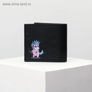 Бумажник, искусственная кожа "Pinky unicorn", черный