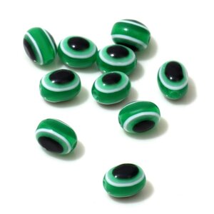 Бусина «Глаз» овальный, 0,80,60,6 см, набор 10 шт. цвет зелёный