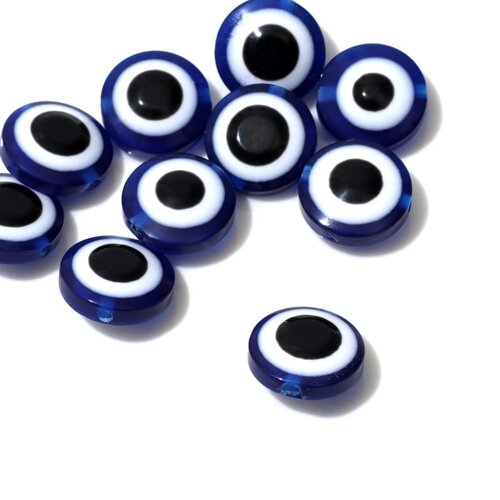 Бусина «Глаз» плоский, d=14 мм (набор 10 шт. цвет синий