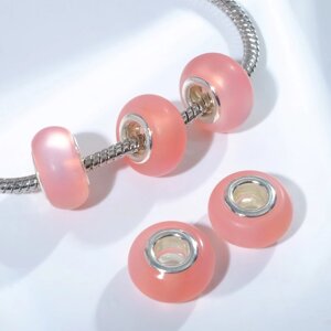 Бусина «Матовый стиль» под фосфорный агат 1,40,9 см, цвет светло-розовый в серебре