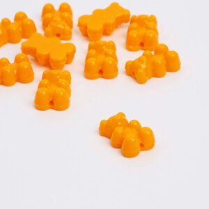 Бусина «Мишка мармеладный»набор 10 шт. 1,81,20,8 см, цвет оранжевый