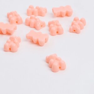 Бусина «Мишка мармеладный»набор 10 шт. 1,81,20,8 см, цвет светло-розовый