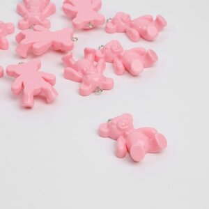 Бусина «Мишка»набор 10 шт. 3,42,41 см, цвет светло-розовый