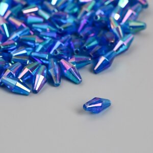 Бусины для творчества пластик "Ромб-кристалл голография синий" набор 20 гр 0,6х0,6х1,2 см
