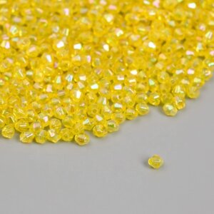 Бусины для творчества пластик "Ромб-кристалл голография жёлтый" набор 20 гр 0,4х0,4 см