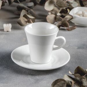 Чашка фарфоровая чайная с блюдцем, 210 мл, d=14,5 см