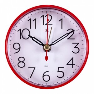 Часы - будильник настольные "Классика", дискретный ход, 8 х 8 см, красный