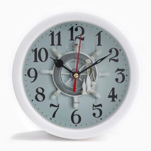Часы - будильник настольные "Штурвал", дискретный ход, циферблат d-15 см, 15.5 х 4.5 см, АА