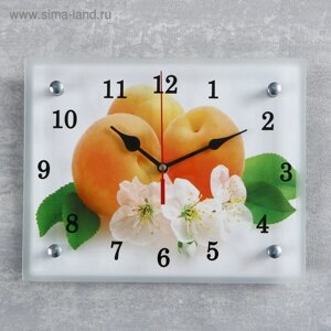 Часы-картина настенные, интерьерные "Абрикосы с цветами", бесшумные, 20 х 25 см