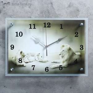 Часы-картина настенные, интерьерные "Белые львы" бесшумные, 25х35 см